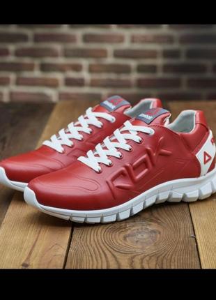 Мужские кроссовки в стиле reebok из натуральной кожи красные, мужские кроссовки кожаные 40-45 гг.