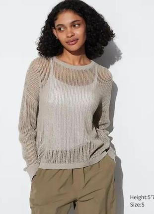 3d джемпер з круглим вирізом із сітки uniqlo