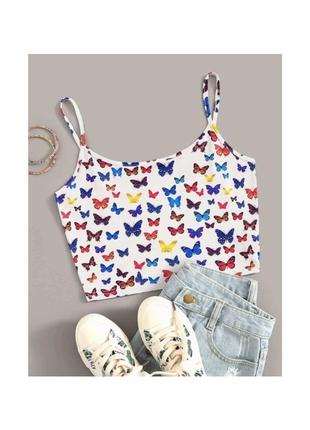 Актуальный топ в принт бабочек, стильный, модный, трендовый