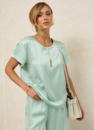 Костюм сатин брюки и блузка