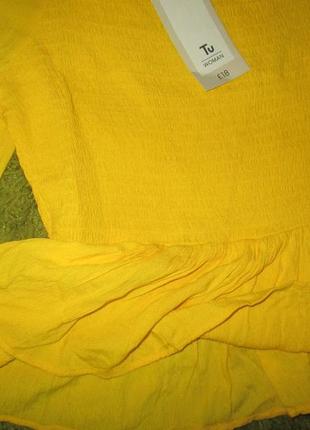 Очень жёлтая блузочка с широкими рукавами,12р9 фото
