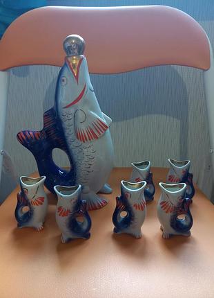 Графин рыба, рюмки рыбки ссср