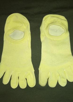 Желтые женские носки следы с отдельными пальцами five finger socks