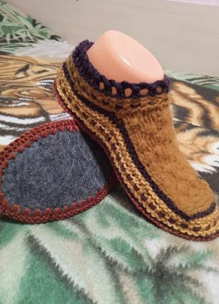 Женские вязаные носки, следки на фетровой подошве.