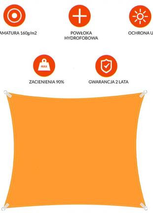 Тент-парус теневой для дома, сада и туризма springos 3 x 3 м sn1031 orange poland3 фото