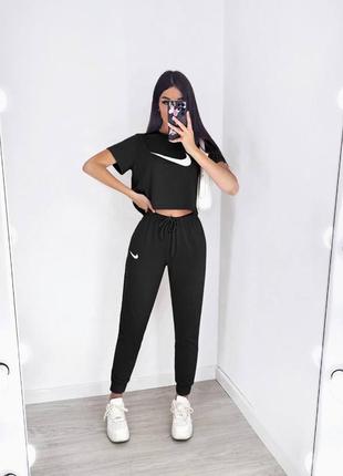 Жіночий літній найк трикотажний костюм двійка прогулянковий джогери футболка топ,женский летний прогулочный костюм двойка трикотажный,двойка