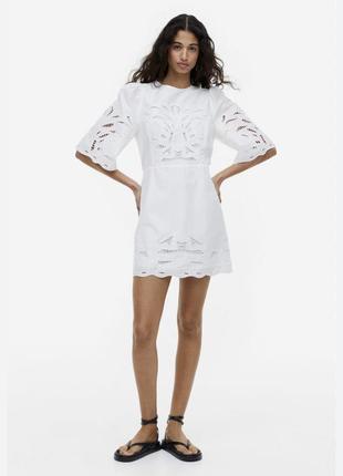 H&m хлопковое платье с прошвой