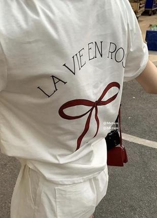 Футболка з червоним бантом y2k