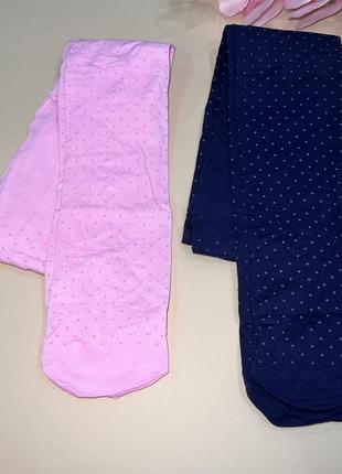 Колготи капронові рожевого/синього кольору в крапочку для дівчинки 60 den  // розмір: 164/1701 фото