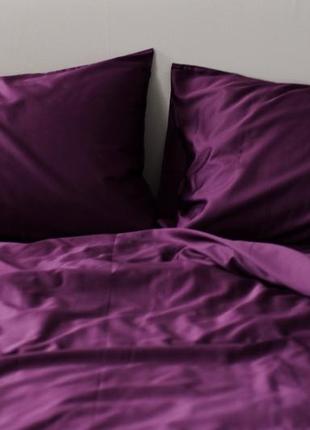 Комплект постільної білизни двоспальний burgundy з натурального сатину 180х210 см4 фото