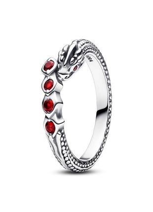 Срібне кільце кільця пандора pandora 192968c01 сяючий дракон гра престолів з червоним камінням срібло проба s925 ale нове з биркою і пломбою