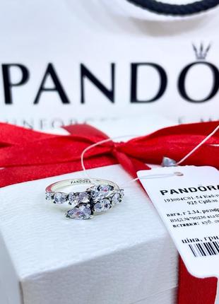 Серебряное кольцо кольца пандора pandora 193004c01 асимметричная с паве камнями камни камешки серебро проба s925 ale новое с биркой и пломбой3 фото