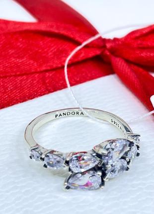 Серебряное кольцо кольца пандора pandora 193004c01 асимметричная с паве камнями камни камешки серебро проба s925 ale новое с биркой и пломбой4 фото