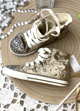 ✨ нові кеди next glitter 26,5 р 17 см хайтопи високі оксамитові блискучі золотисті