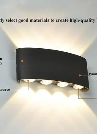 Світлодіодний настінний світильник водонепроникний 8w - металевий
