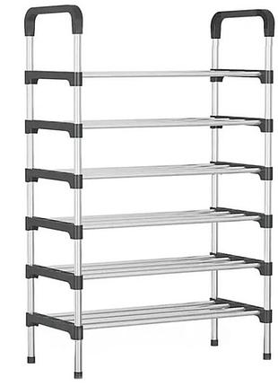 Полка для обуви shoe rack 6 полок органайзер стойка 6 секций 56х28х113 см. цвет: черный