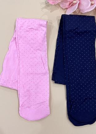 Колготи капронові рожевого/синього кольору в крапочку для дівчинки 60 den  // розмір: 164/1701 фото