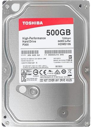 Накопичувач hdd sata  500gb toshiba p300 7200rpm 64mb (hdwd105uzsva)
