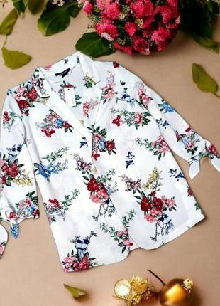 Брендовый легкий пиджак накидка primark принт цветы птицы этикетка