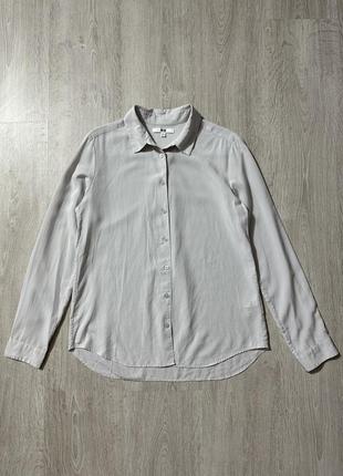 Серая рубашка легкая uniqlo