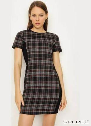 Черное облегающее короткое платье в клетку select