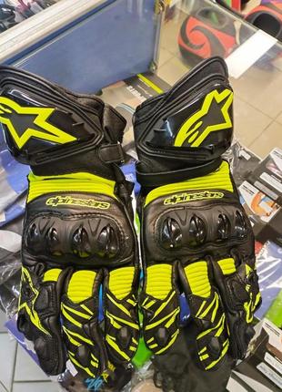 Мотоперчатки гоночные alpinestar ax-19 m черно-салатовый7 фото