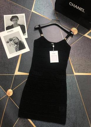 Сукня в стилі chanel 100% бавовна вязана біда чорна на брителях приталенна