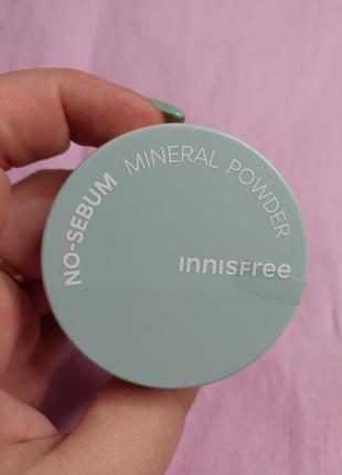 Пудра для обличчя розсипчаста матуюча безбарвна innisfree no sebum mineral powder 5g
