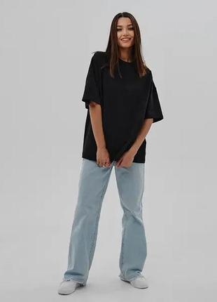 Черная коттоновая оверсайз футболка zara