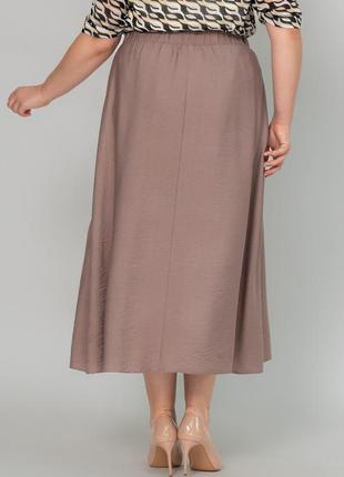 Легкая женская расклешенная летняя удлиненная юбка из жатого льна4 фото