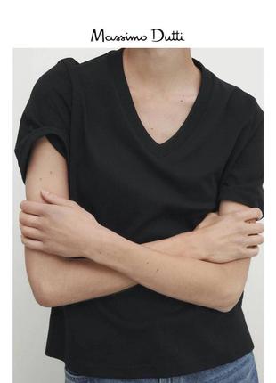 Футболка massimo dutti біла чорна6 фото