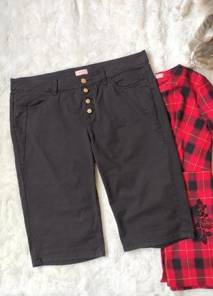 Черные широкие длинные джинсовые хлопковые шорты бриджи стрейч хлопок батал большого