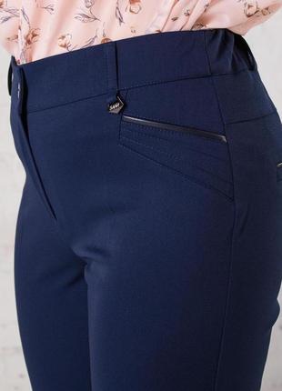 Женские укороченные брюки " ада", ткань костюмная , р-р  46,48,50,52,54,58 синий4 фото
