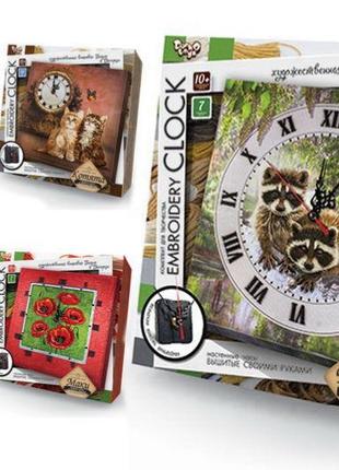 Вишивка гладдю та бісером danko toys годинник комплект для творчості "embroidery clock" eс-01-01,02,03,04,05 danko