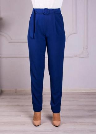 Женские летние брюки "яна, ткань костюмная летняя, размеры 46,48,50,52 синие3 фото