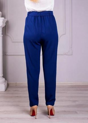 Женские летние брюки "яна, ткань костюмная летняя, размеры 46,48,50,52 синие4 фото