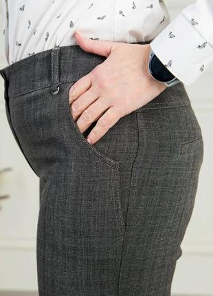 Женские брюки "лейс ", ткань тиар, пояс на резинке, размеры 46,48,50,52,54,56,58 беж в клетку5 фото