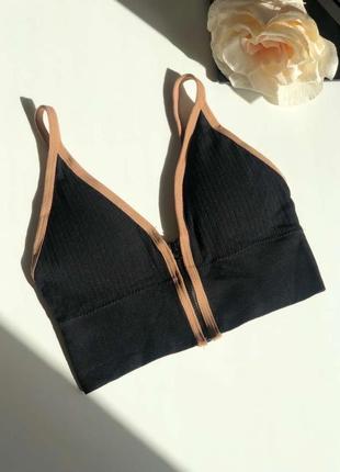 Бесшовный топ в рубчик с застежкой спереди | удобный бра-брелет со съемными чашками