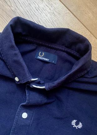 Кофта поло сорочка джинс fred perry chambray color block shirt navy. l6 фото