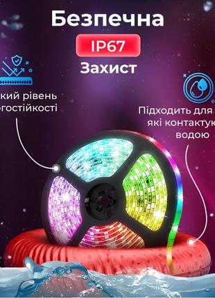 Світлодіодна стрічка з пультом garlandopro tvlightrgb водостійка 150 led 5m підсвічування в кімнату5 фото