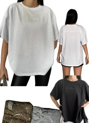 Oversize футболка туреччина бавовна s-xl з камінцями5 фото