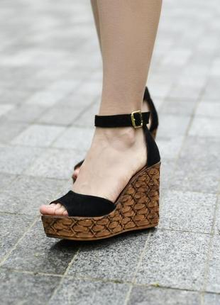Замшевые босоножки на танкетке р36-40 платформе танкетка платформа туфли