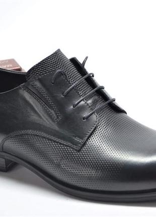 Мужские классические кожаные туфли черные с бордовым ikos 386191 фото
