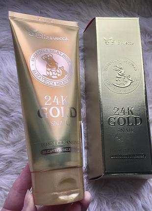 Elizavecca milky piggy 24k gold snail очищающая пенка для умывания лица увлажняющая с муцином улитки и 24к золотом корейская косметика
