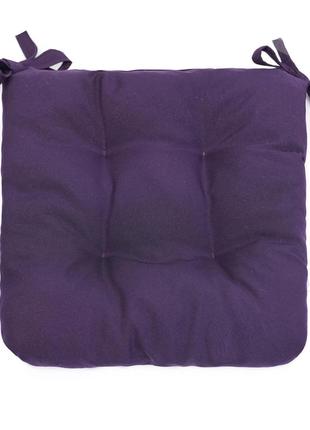 Подушки на стулья и кресла 35х35х8 темно-фиолетовый с  двумя завязками