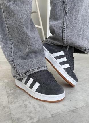 Женские кроссовки кед adidas campus grey white молодежные кеды кроссовки адедас кампус сериэ с бельм