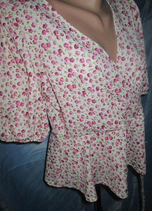 *рожеві трояндочки*блузка на запах,16-44р3 фото