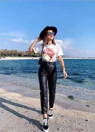 Біла футболка з бавовни топ із принтом rolling stones від h&amp;m