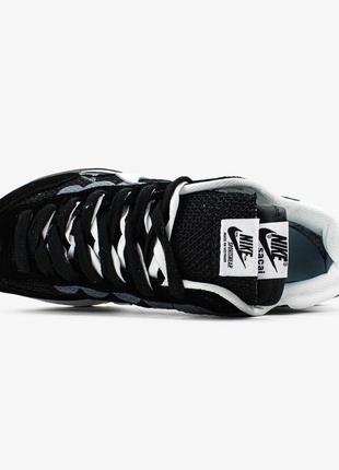 Sacai x nike vaporwaffle black/white2 фото