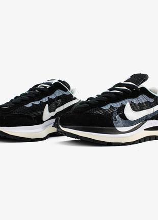 Sacai x nike vaporwaffle black/white1 фото